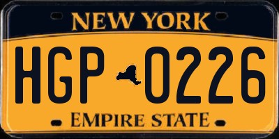 NY license plate HGP0226