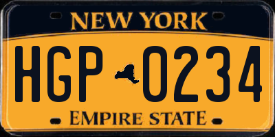 NY license plate HGP0234