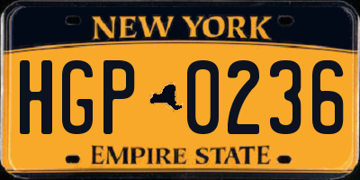 NY license plate HGP0236