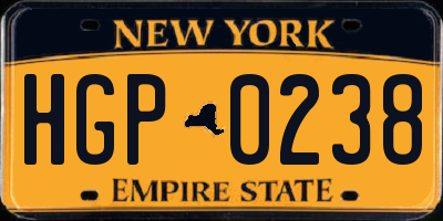 NY license plate HGP0238