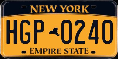 NY license plate HGP0240