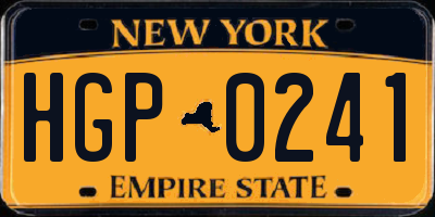 NY license plate HGP0241