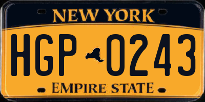 NY license plate HGP0243