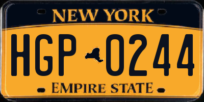 NY license plate HGP0244