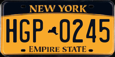 NY license plate HGP0245