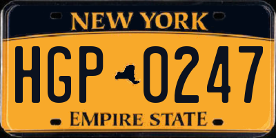 NY license plate HGP0247