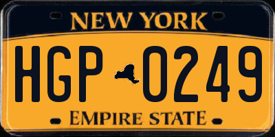 NY license plate HGP0249