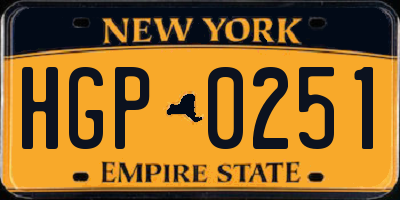 NY license plate HGP0251