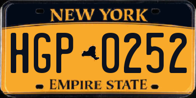 NY license plate HGP0252