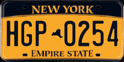 NY license plate HGP0254