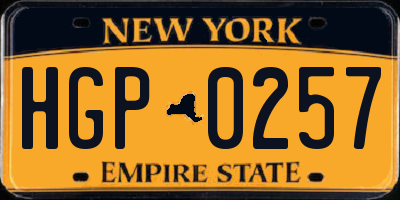 NY license plate HGP0257