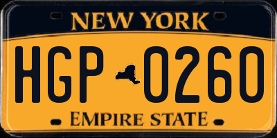 NY license plate HGP0260