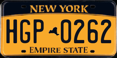 NY license plate HGP0262