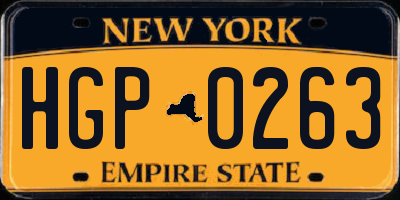 NY license plate HGP0263