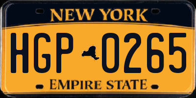 NY license plate HGP0265