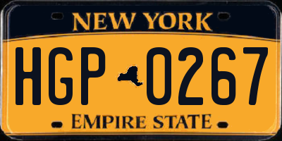 NY license plate HGP0267