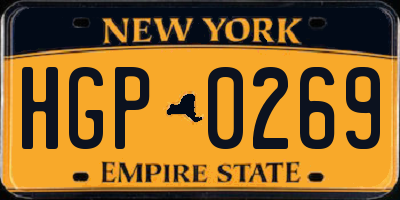 NY license plate HGP0269