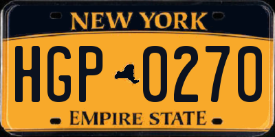 NY license plate HGP0270