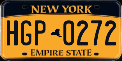 NY license plate HGP0272