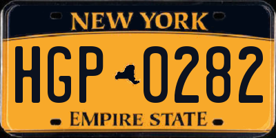 NY license plate HGP0282