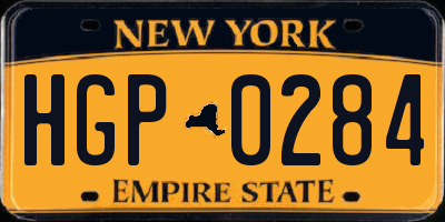 NY license plate HGP0284