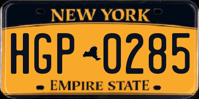 NY license plate HGP0285