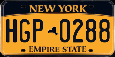 NY license plate HGP0288