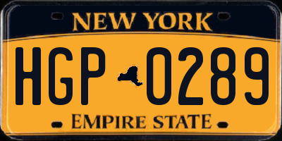 NY license plate HGP0289