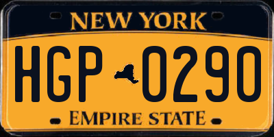 NY license plate HGP0290