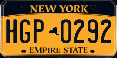 NY license plate HGP0292