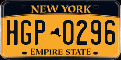 NY license plate HGP0296