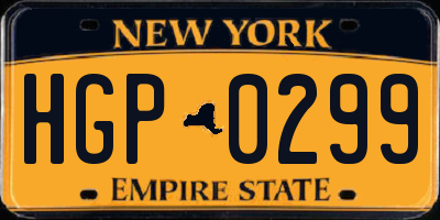 NY license plate HGP0299