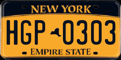 NY license plate HGP0303