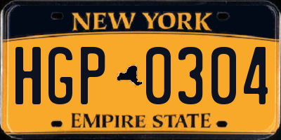 NY license plate HGP0304