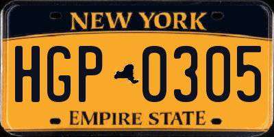 NY license plate HGP0305