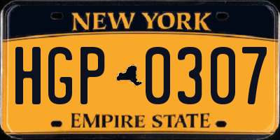 NY license plate HGP0307