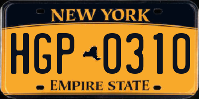 NY license plate HGP0310