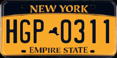 NY license plate HGP0311