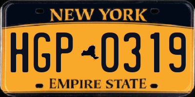 NY license plate HGP0319