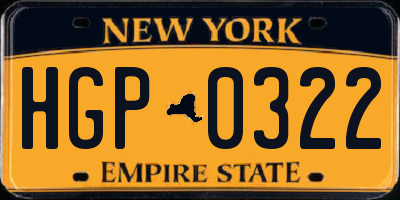 NY license plate HGP0322