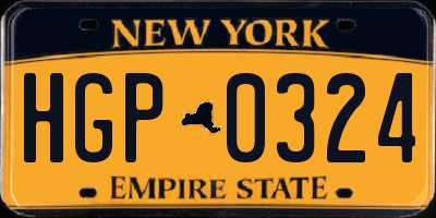 NY license plate HGP0324