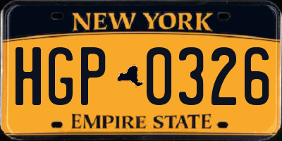 NY license plate HGP0326