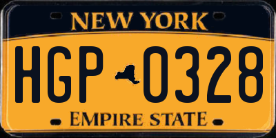 NY license plate HGP0328