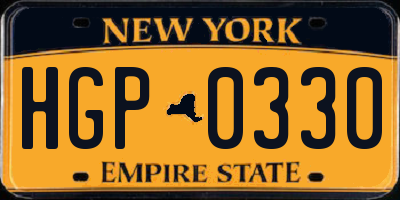 NY license plate HGP0330