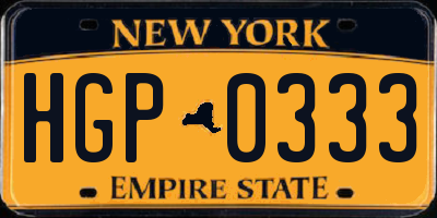 NY license plate HGP0333