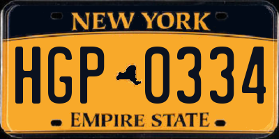 NY license plate HGP0334