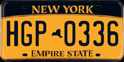 NY license plate HGP0336