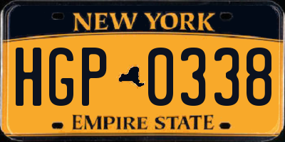 NY license plate HGP0338