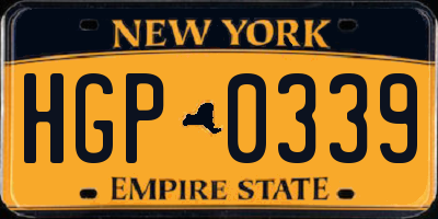 NY license plate HGP0339