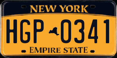 NY license plate HGP0341